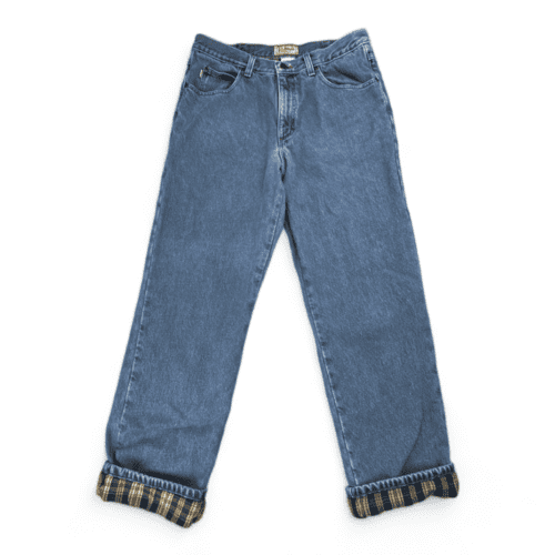 Vintage LL Bean Jeans Blue Flannel Lined Light Wash Mens 32x30