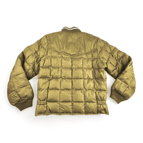 Vintage Rodeo West Puffer Jacket Goose Down 80s Quilted Gold Adult SMALL