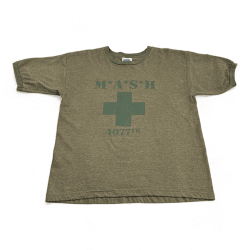 Vintage Mash Shirt 90s Olive Green Ringer 4077th Adult LARGE