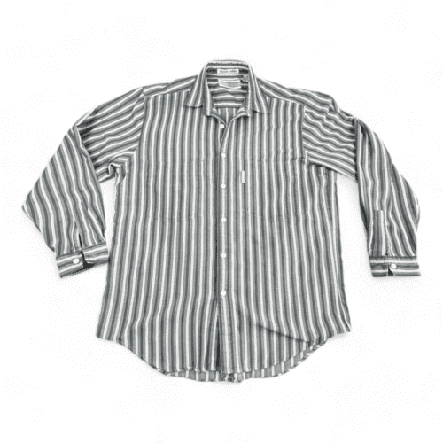 Vintage Levis Shirt 90s Gray White Stripes Silver Label Adult MEDIUM
