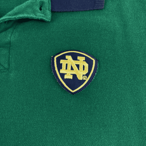 Vintage Notre Dame Polo Shirt Adidas Y2K Green Blue Adult LARGE