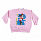 Vintage Minnie Mouse Sweater 80s Disney Pink Sweatshirt Adult MEDIUM