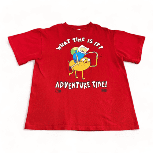 Adventure Time Shirt Red Cartoon Network Finn Jake Adult LARGE