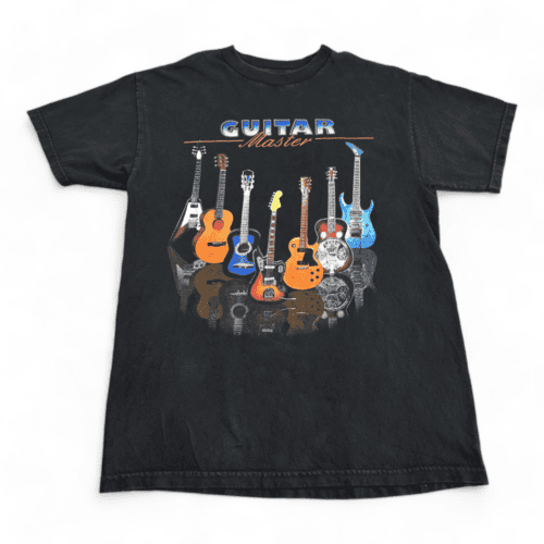 Vintage Guitar Master Shirt 90s Black Musician Electric Acoustic Player Adult MEDIUM