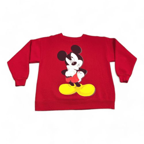 Vintage Disney Sweater 90s Red Mickey Mouse Sweatshirt Adult SMALL