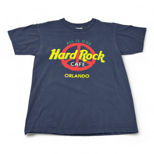 Vintage Hard Rock Cafe Shirt 90s Blue Peace Sign Orlando Adult SMALL