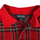 Vintage Lands End Polo Shirt 80s Red Plaid Adult MEDIUM