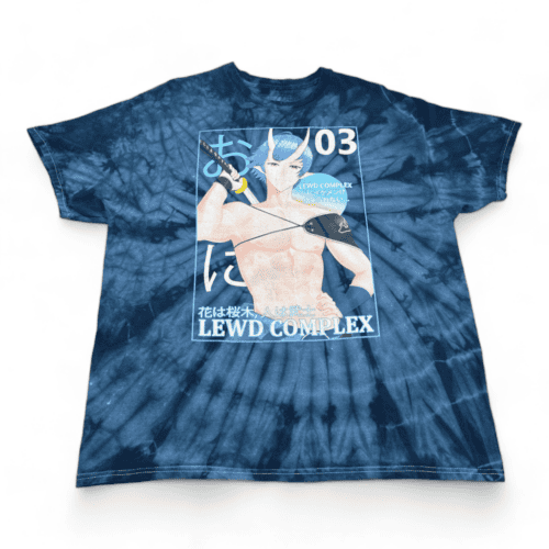 Lewd Complex Shirt Blue Tie Dye Anime Hentai Adult EXTRA LARGE