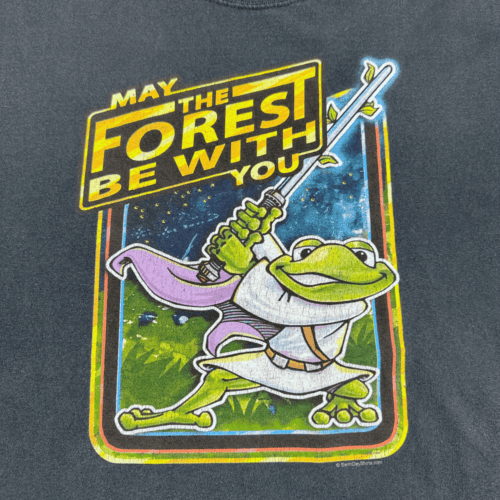 Vintage Frog Shirt May The Forest Be With You Y2K Black Adult EXTRA LARGE