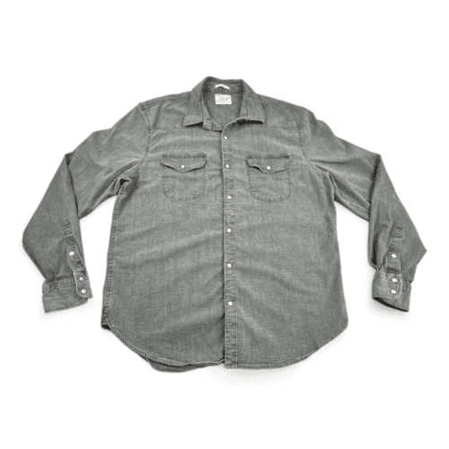 Lucky Brand Western Shirt Gray Pearl Snap Adult LARGE