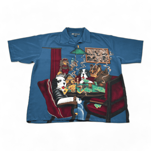 Vintage Big Dogs Shirt Playing Poker Blue Y2K Cards Game Adult EXTRA LARGE