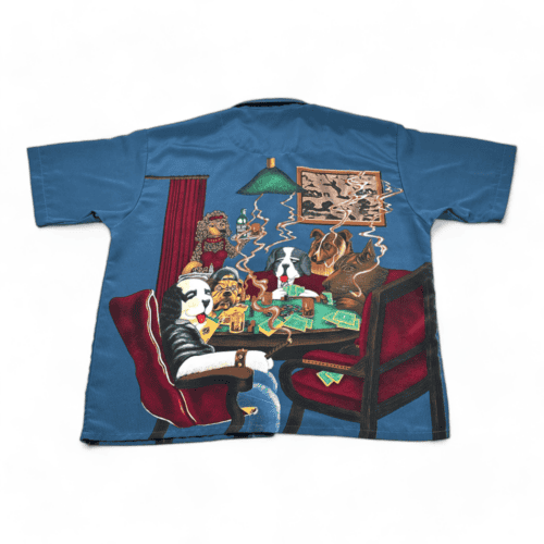 Vintage Big Dogs Shirt Playing Poker Blue Y2K Cards Game Adult EXTRA LARGE
