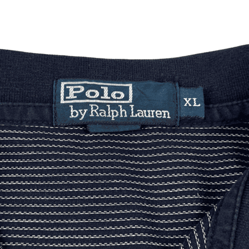 Vintage Ralph Lauren Polo Shirt 90s Navy Blue Stripe Dash Adult LARGE