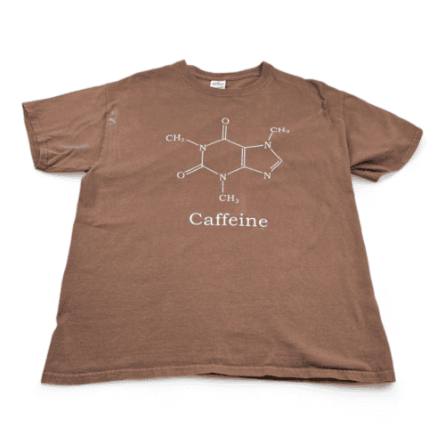 Caffeine Shirt Molecule Chemistry Science Y2K Brown Adult MEDIUM