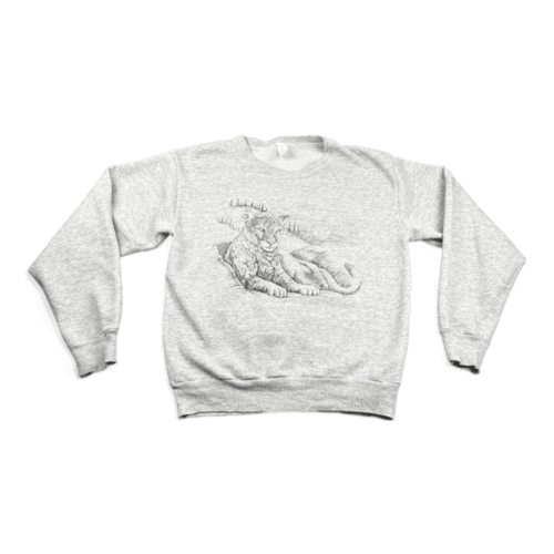 Vintage Mountain Lion Sweater 80s Gray Adult MEDIUM