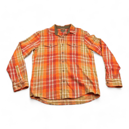 LL Bean Signature Shirt Orange Red Flannel Adult MEDIUM