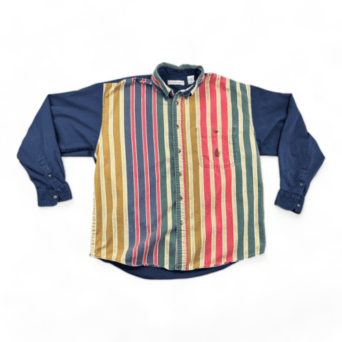 Vintage Bugle Boy Shirt 90s Striped Pocket Crest Adult LARGE