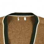 Vintage Sweater 70s V Neck Brown Green Adult SMALL