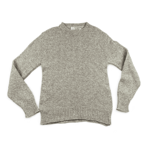 Vintage LL Bean Sweater 80s Beige Oatmeal Fisherman Wool Adult MEDIUM