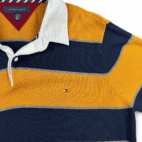 Tommy Hilfiger Sweater Yellow Blue Striped Rugby Polo Adult 2XL XXL