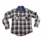 Vintage Great Plains Shirt 80s Blue Burnt Orange Plaid Adult MEDIUM