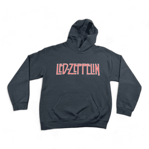 Led Zeppelin Sweater Black Spell Out Hoodie Sweatshirt Zoso Symbols Adult MEDIUM