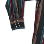 Vintage Wrangler Western Shirt Pearl Snap Striped Black Burgundy Flannel Adult LARGE