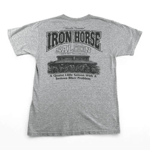 Vintage Biker Shirt 90s Gray Iron Horse Saloon Florida Adult MEDIUM