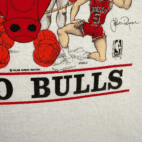 Vintage Chicago Bulls Shirt 80s White Michael Jordan Caricatures Adult LARGE