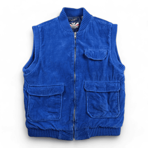 Vintage Bonkers Of London Vest 90s Blue Corduroy Ribbed Adult SMALL