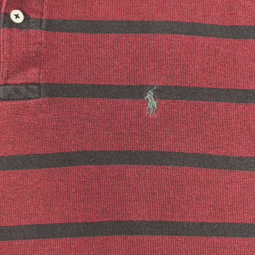Vintage Ralph Lauren Polo Shirt 90s Burgundy Black Stripes Adult LARGE