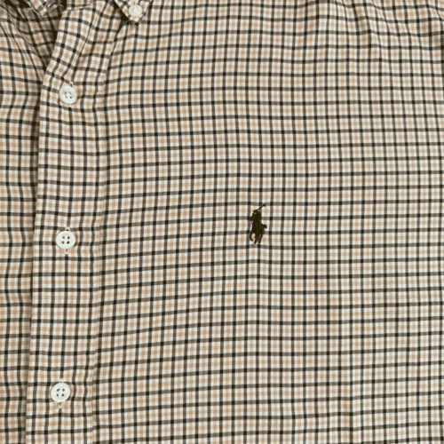 Vintage Ralph Lauren Shirt Brown Beige 90s Blake Adult XXL 2XL
