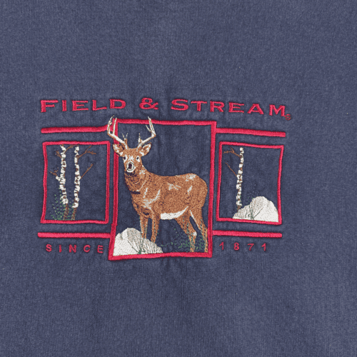 Vintage Field & Stream Sweater 90s Blue Deer Adult 2XL XXL