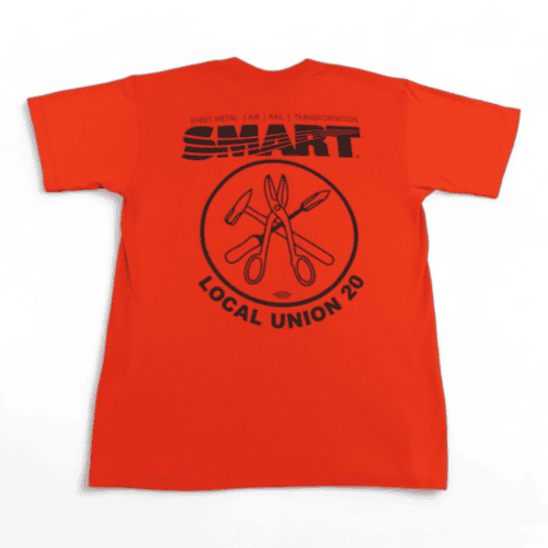 Vintage Union Shirt 90s Orange SMART Local 20 Solidarity Adult MEDIUM