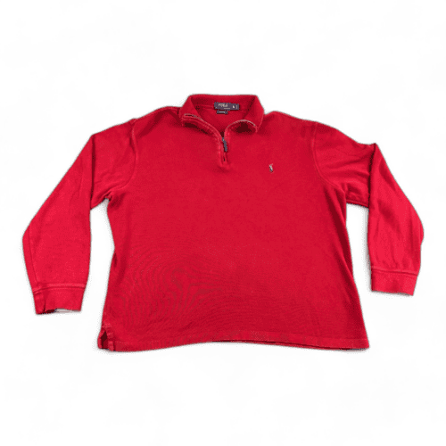 Ralph Lauren Sweater Red Estate Rib Quarter Zip Pullover Adult EXTRA LARGE