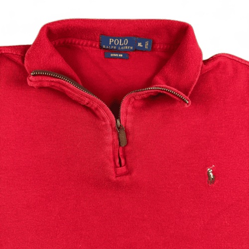Ralph Lauren Sweater Red Estate Rib Quarter Zip Pullover Adult EXTRA LARGE