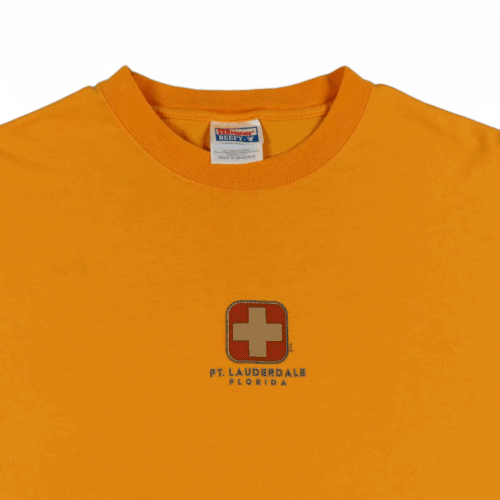Vintage Florida Shirt 90s Yellow Ft Lauderdale Long Sleeve Adult MEDIUM
