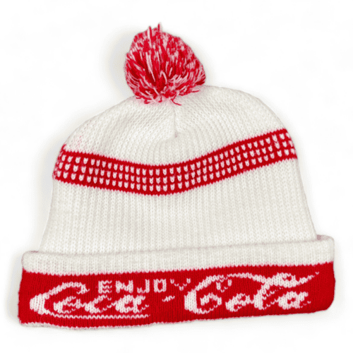 Vintage Coca Cola Hat 80s Beanie Pom Stocking Knit Ski Cap Adult ONE SIZE