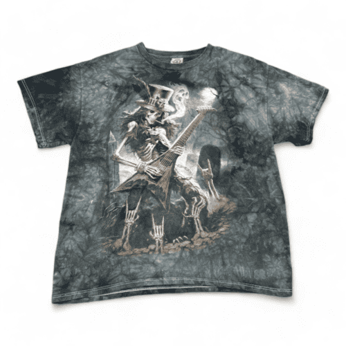 Heavy Metal Shirt Y2K Gray Tie Dye Skeleton Guitar Slash James Ryman Adult LARGE