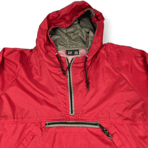 Vintage Gap Rain Jacket Pullover 90s Red Adult MEDIUM