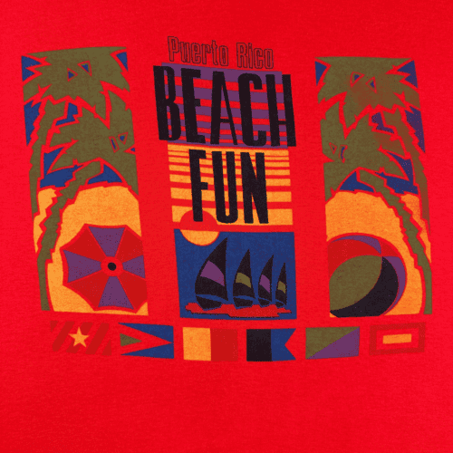 Vintage Puerto Rico Shirt 80s Beach Fun Red Adult LARGE