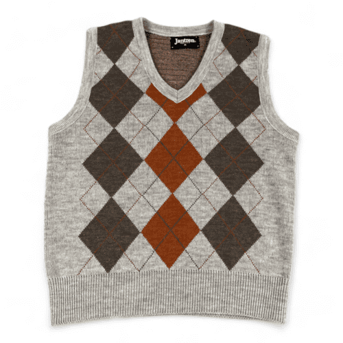 Vintage Sweater Vest 80s Argyle Burnt Orange Jantzen Adult SMALL