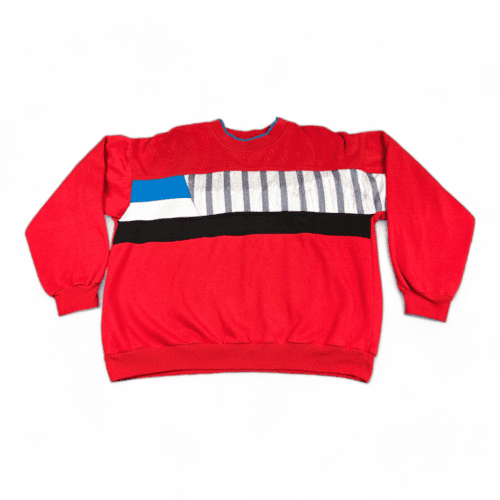 Vintage Color Block Sweater 90s Red St Johns Bay Sport Adult LARGE