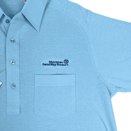 Vintage Sheraton Sand Key Resort Polo Shirt 80s Blue Florida Adult LARGE