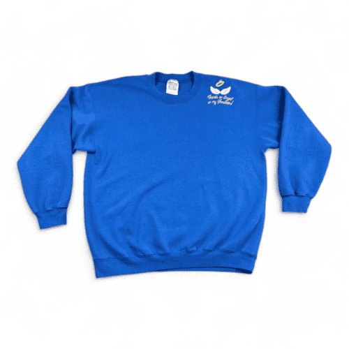 Vintage Angel On Shoulder Sweater 90s Blue Adult LARGE