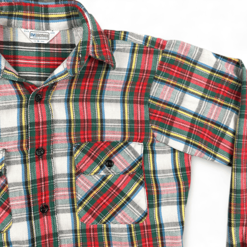 Vintage Five Brother Shirt 70s Red Plaid Long Sleeve Shirt Adult SMALL