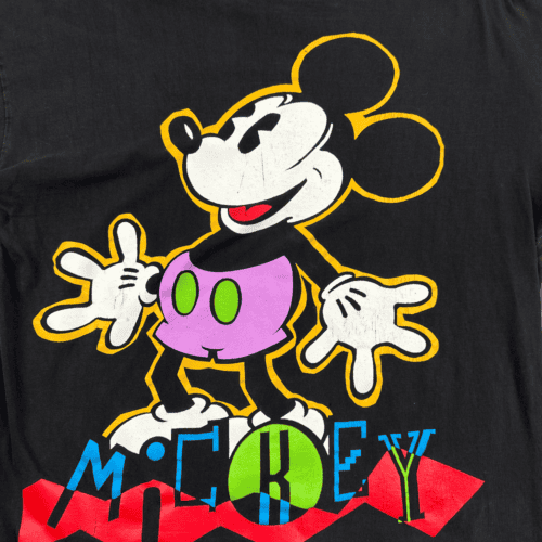 Vintage Mickey Mouse Shirt 90s Disney Black Adult LARGE