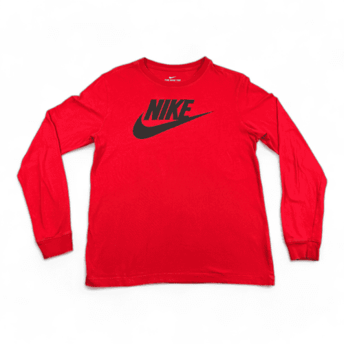 Nike Shirt Spell Out Swoosh Logo Red Long Sleeve Adult MEDIUM
