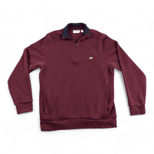Lacoste Sweater Burgundy Quarter Zip Adult MEDIUM