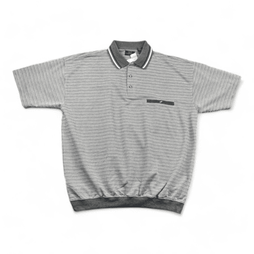 Golf Polo Shirt Banded Gray White Geometric Pocket Adult EXTRA LARGE